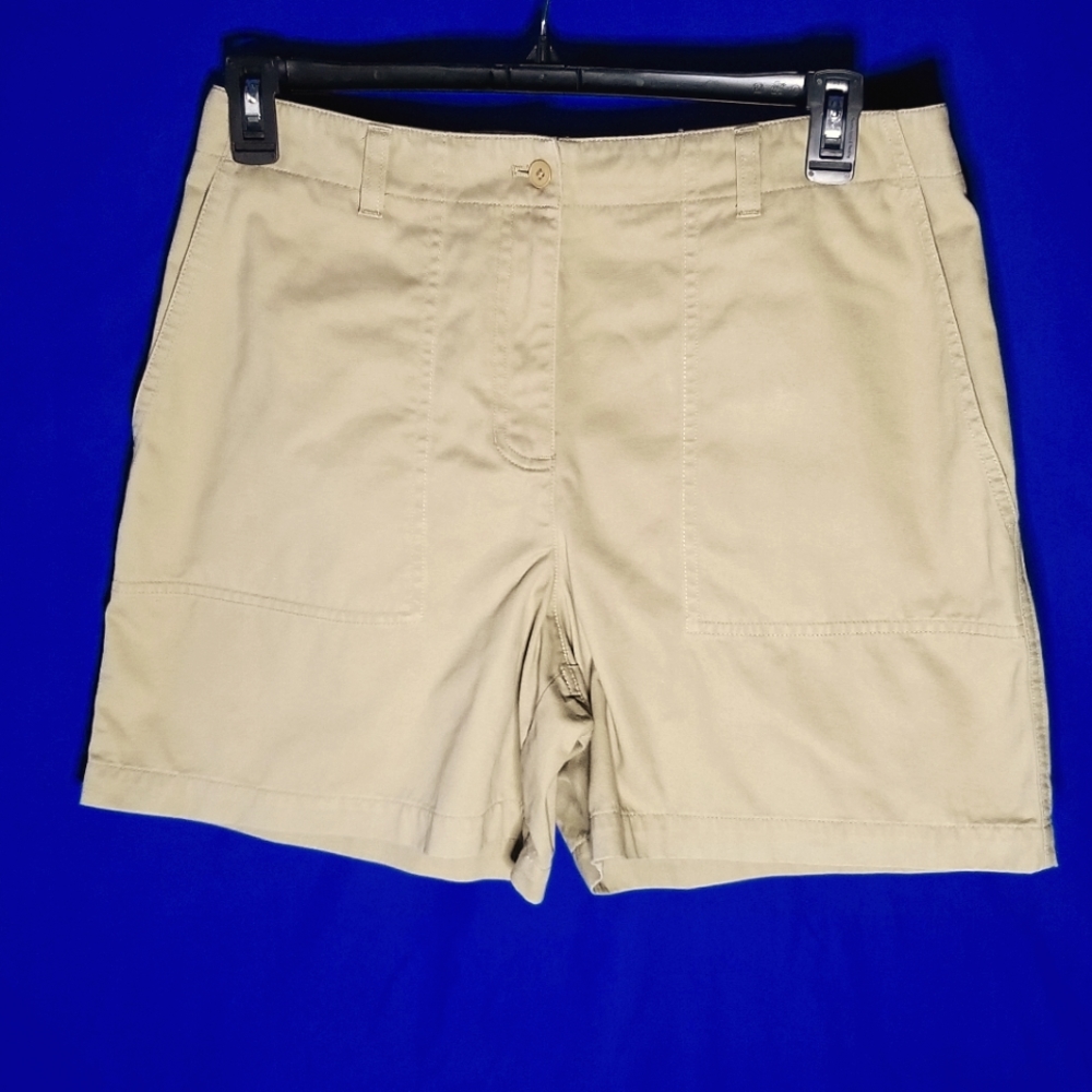 Jones New York Signature Khaki High Rise Shorts Utility-Style Front Pockets